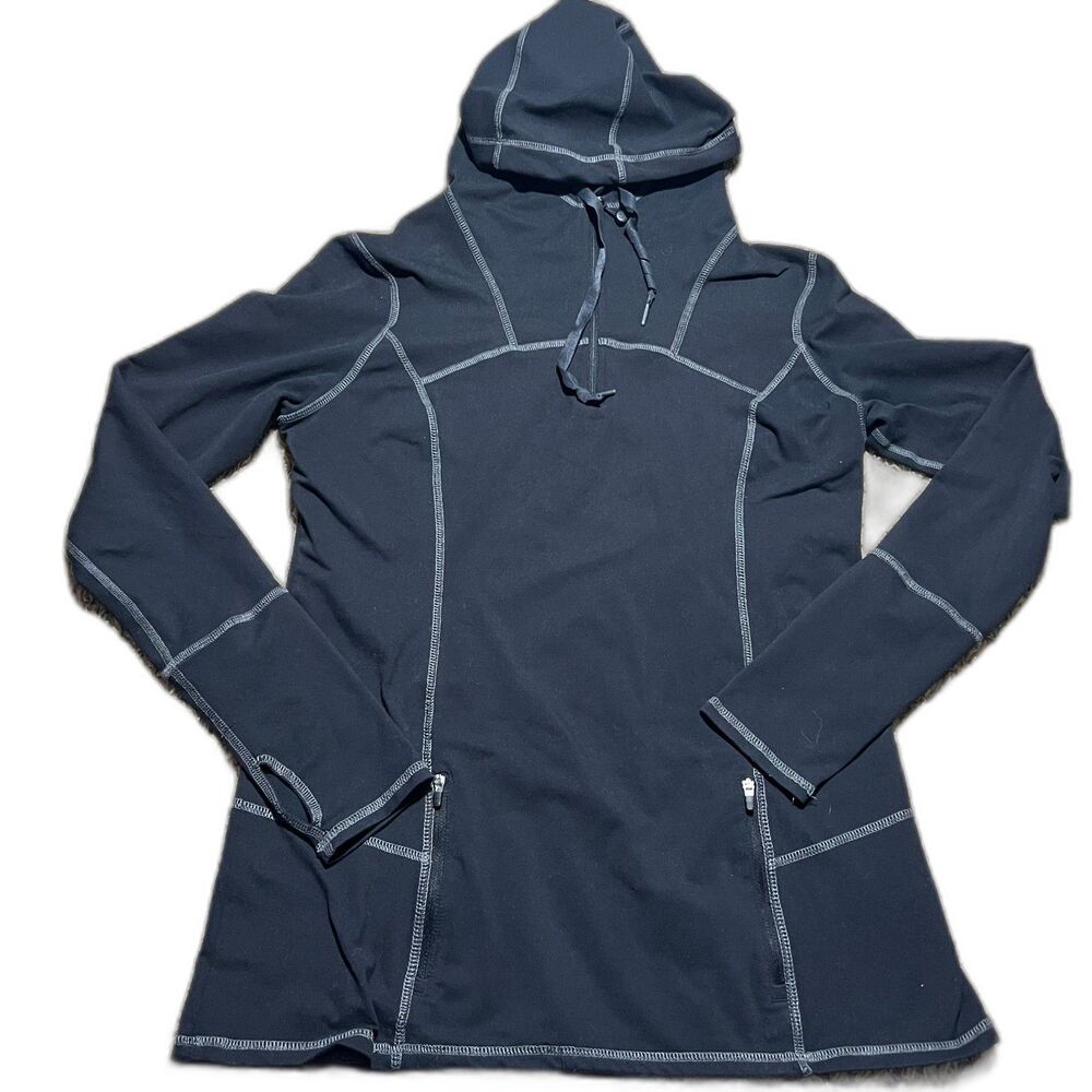 Kirkland Signature Black Quarter Zip Up Hooded Softshell Jacket Small
